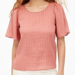 Gap Flounce Sleeve Stripe Linen Top